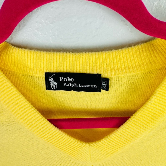 Polo Ralph Lauren 100% Cashmere Yellow V Neck Sweater Long Sleeve Vest - Picture 4 of 7